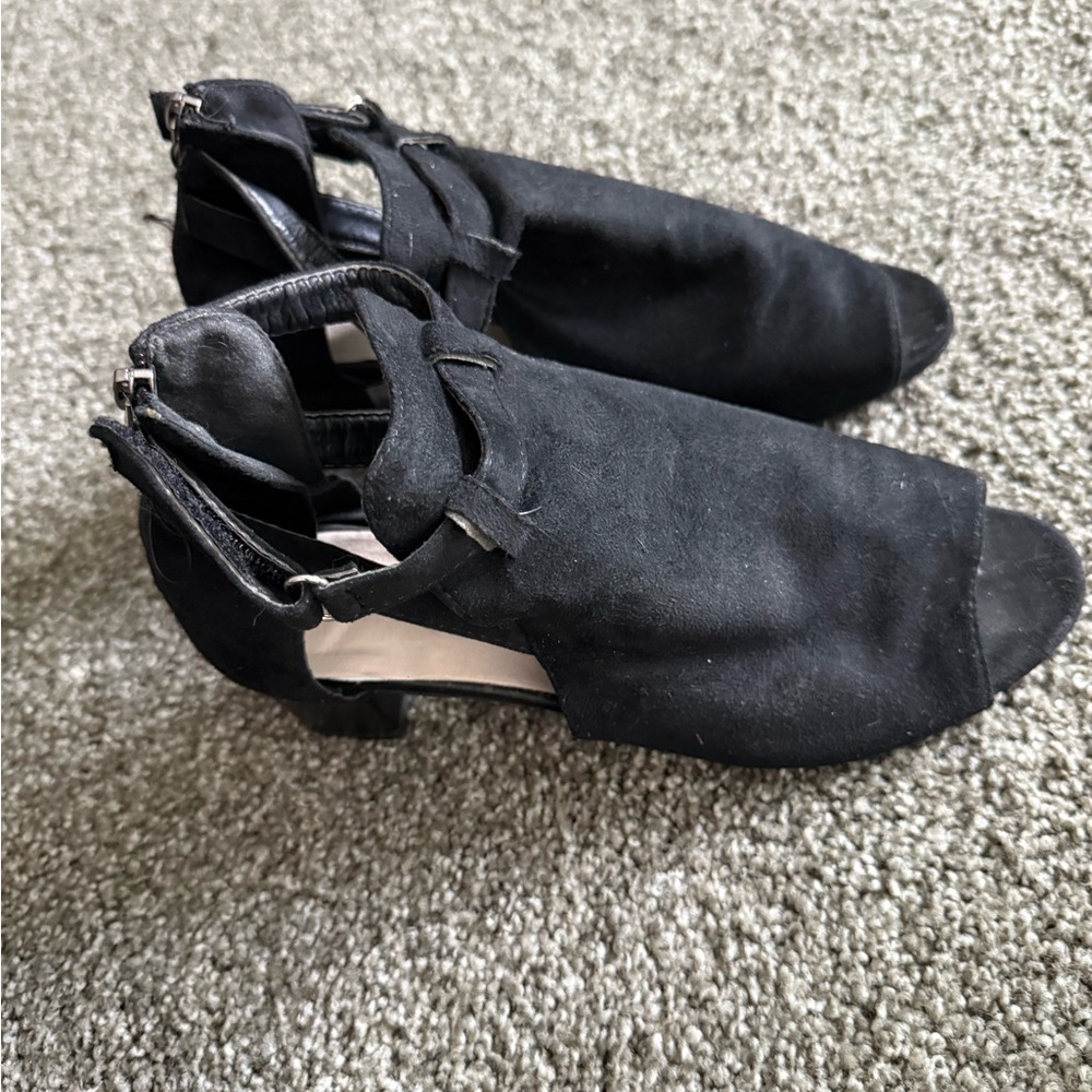 Black Suede Women's Peep Toe Heels